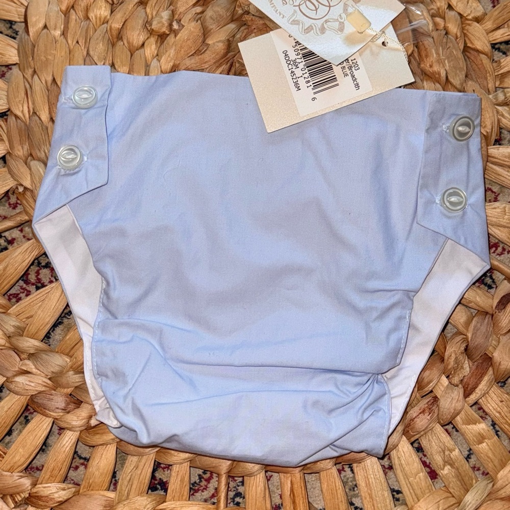 The Beaufort Bonnet Company Blue Diaper Cover with White Trim